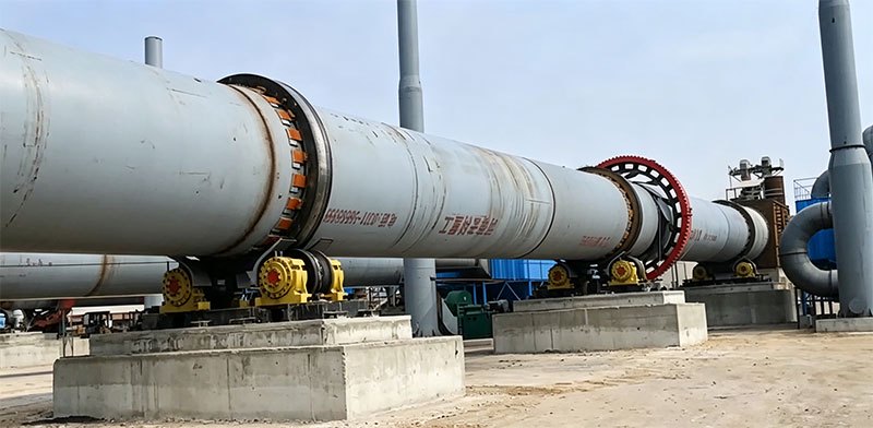 蒙古国日产50吨Ф3.0x60m石灰回转窑现场